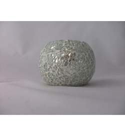 Ball Votive Crackle Mosaic Silver